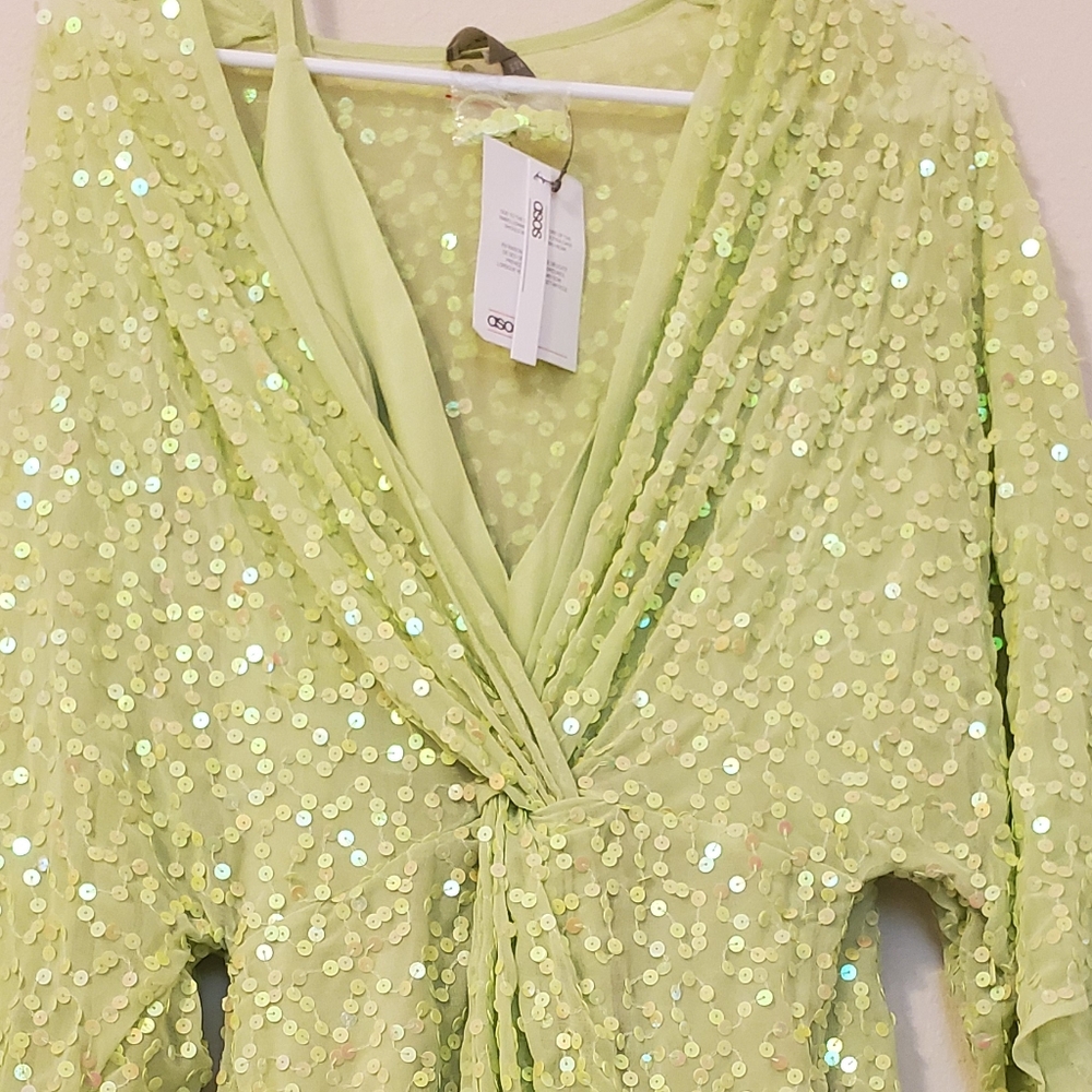 Nwt Asos Design Scatter Sequin Knot Front Kimono - image 4